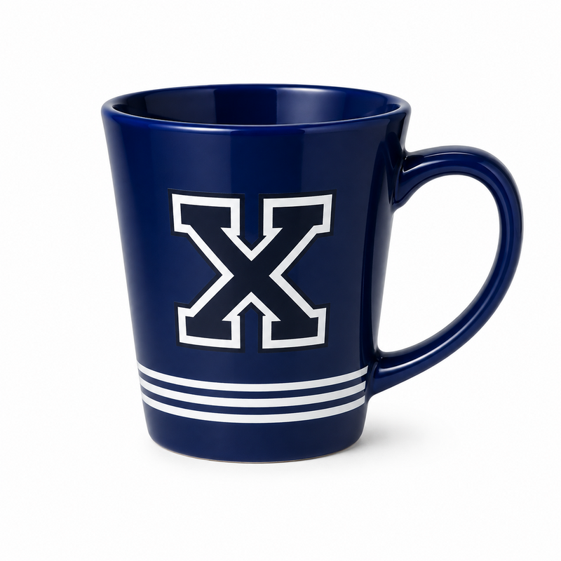 16 Oz Striped Glossy Mug- X Logo