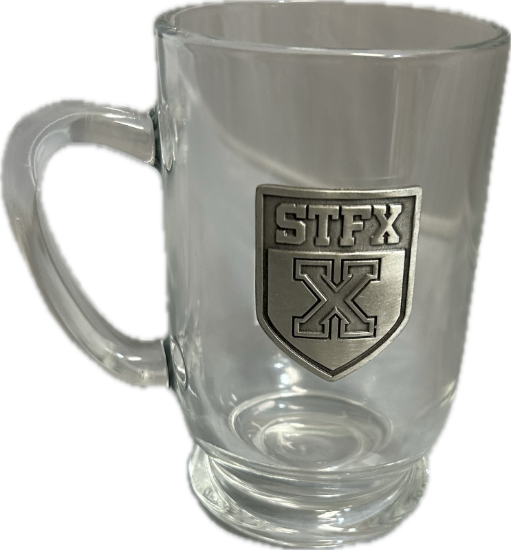 Sparta Pewter Glass Mug- " Athletic Shield"