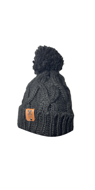 Knit Toque Cable Cuff   Leather Tab