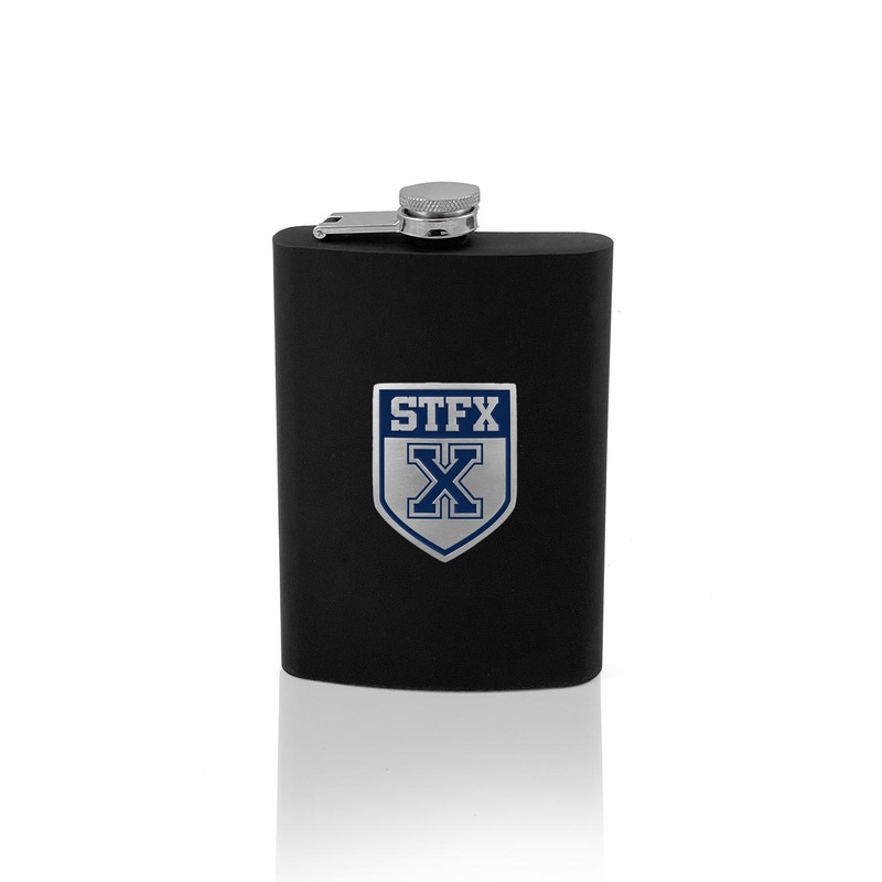 Pewter Ath Shield- Black 8oz Pocket Canteen - 8 Oz