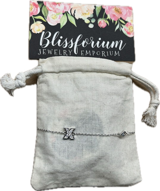 Silver Plated Bracelet With X Charm - Homemade Jewelry