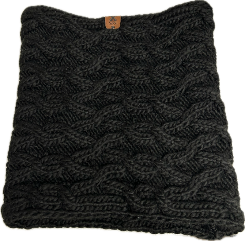 Cable Cuff Knit Scarf - Leather Tab