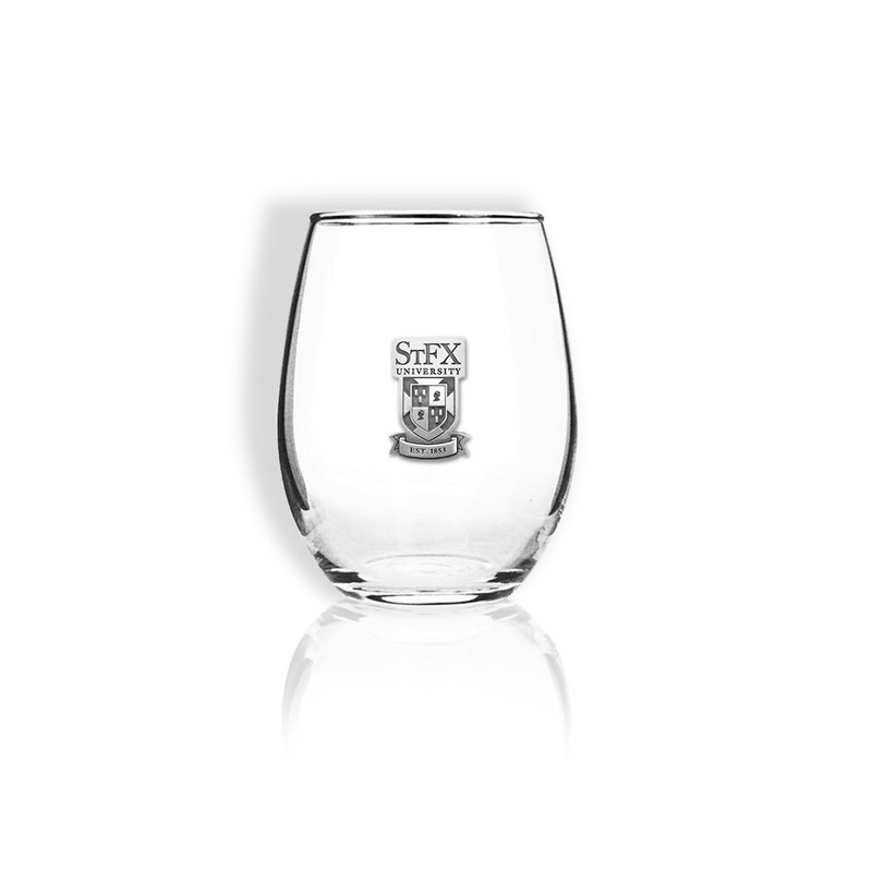 Pewter Academic Crest- Stemless Wine Glass
