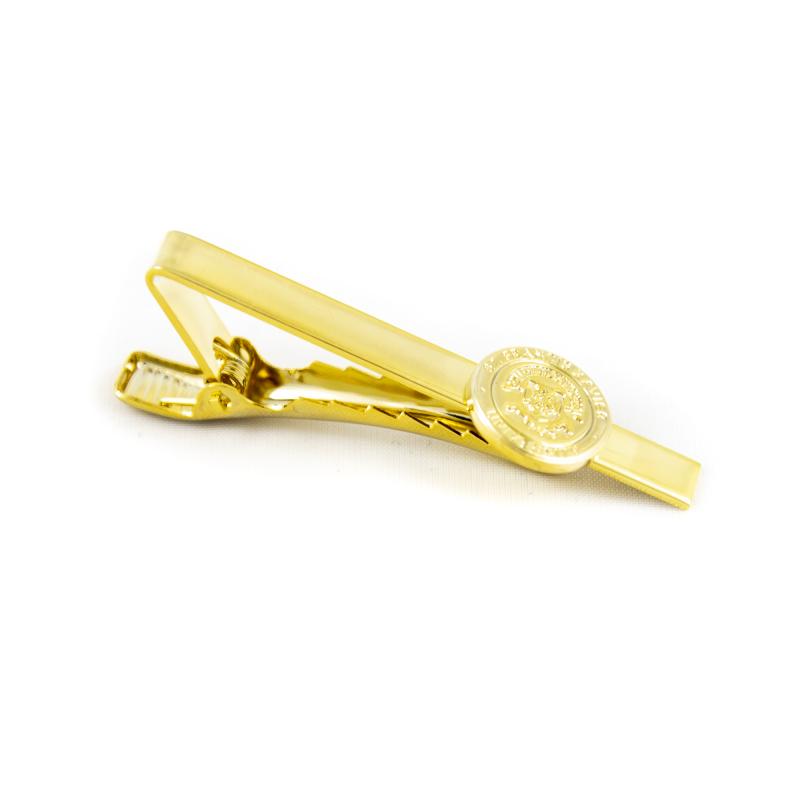 Tie Bar W/Insignia Circle Debossed Gold