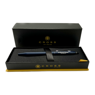 Pen Cross Click Bp Blue/Gold Imprint Blk Ink (Academic Crest